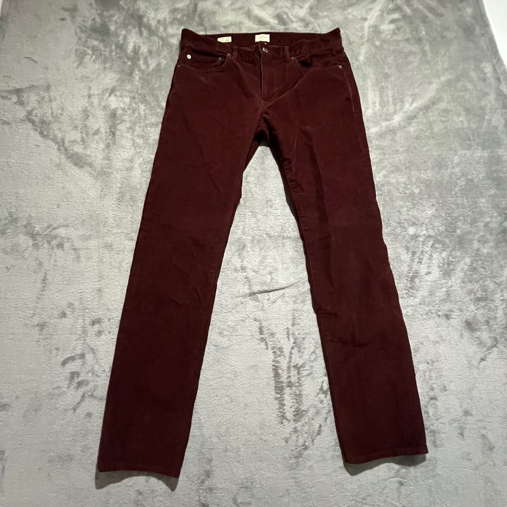 J. Crew Corduroy Pants Men 32x32 (Meas 34x31) Burgundy 484 Slim Fit G7128 Maroon